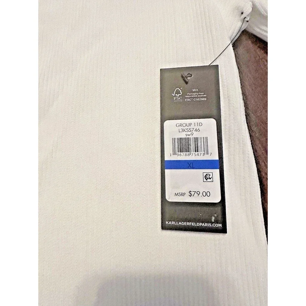 KARL LAGERFELD PARIS Women's Sweetheart-Neck knit Sweater Top Off White ivory XL